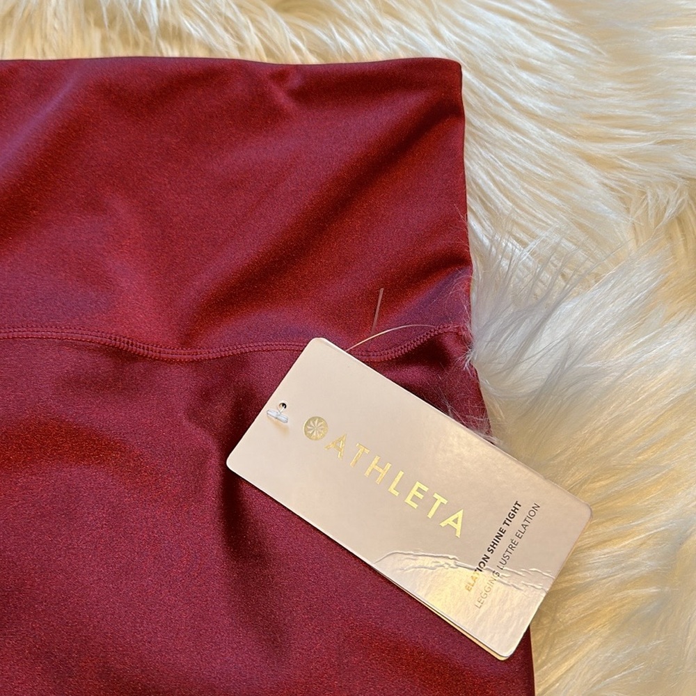 NWT Athleta Elation Shine Tight in Burgundy - Picture 6 of 8